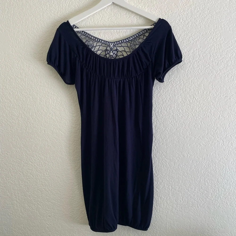 Dark Blue Crochet Back Dress – Women’s Size Small - Picture 2 of 5